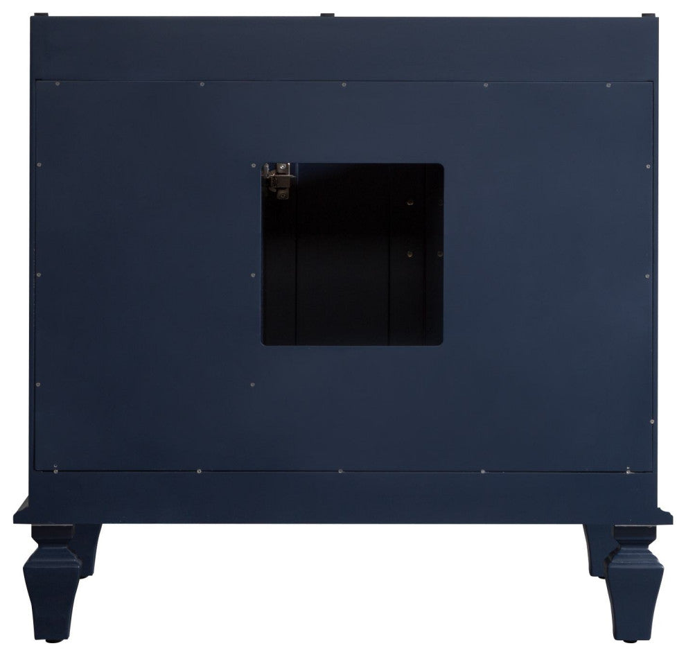 Solid Wood Bathroom Vanity with Quartz Top and cUPC Certified Sink, Navy Blue, 36 Inch