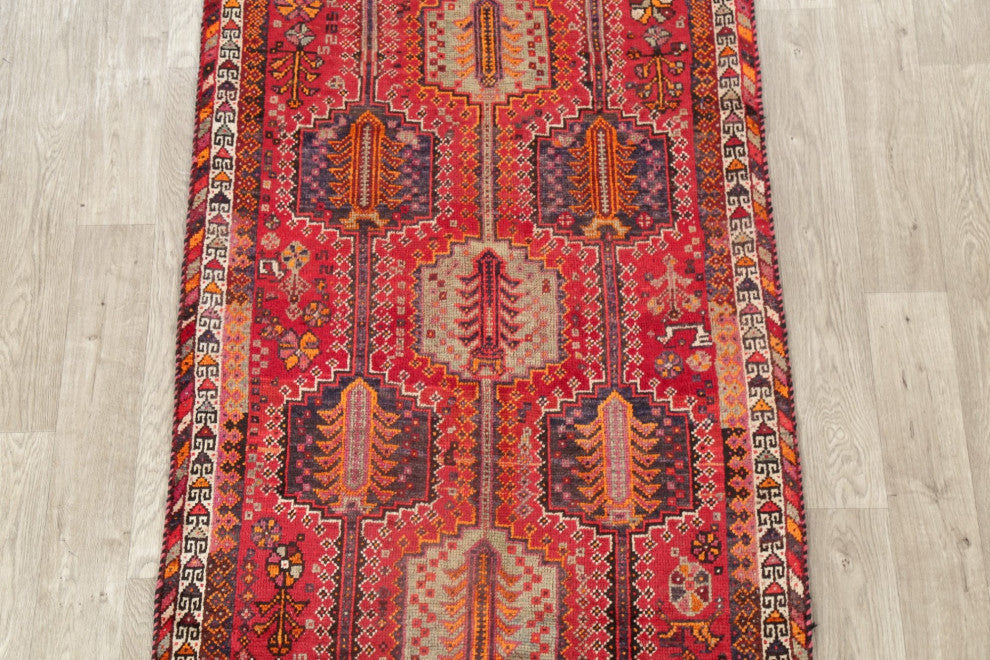 Consigned, Vintage Oriental Hand-Knotted Traditional Persian Area Rug, Red, 4x7