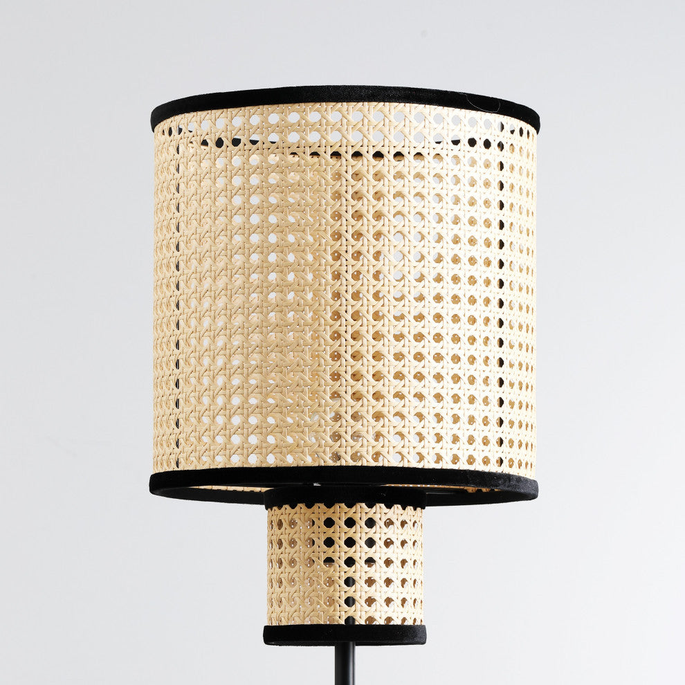Vidalite Nakuv Rattan And Velvet Table Lamp With USB Port
