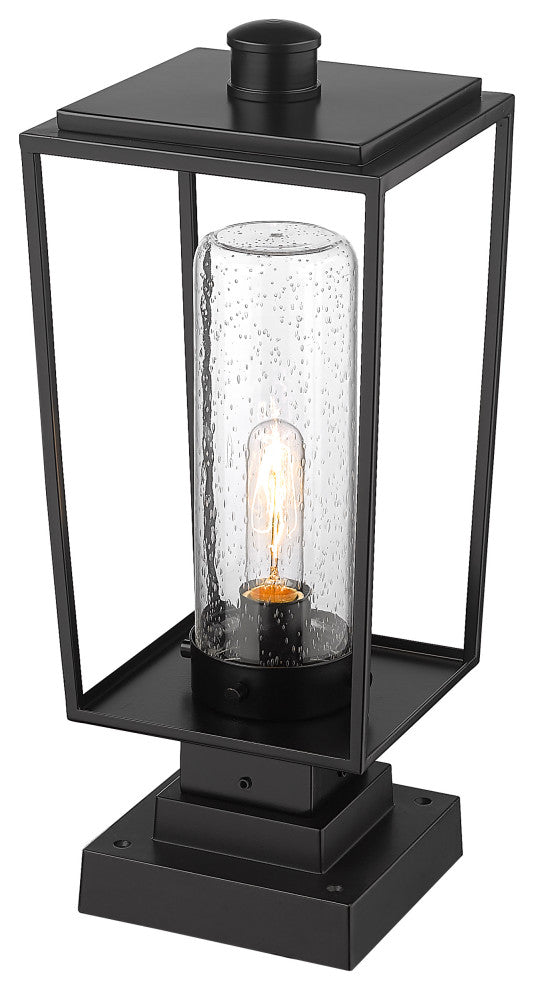 Z-LITE 594PHMS-SQPM-BK 1 Light Outdoor Pier Mounted Fixture, Black