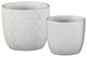 Ceramic Square Pots, Embossed Diamond Design Body, 2-Piece Set, White