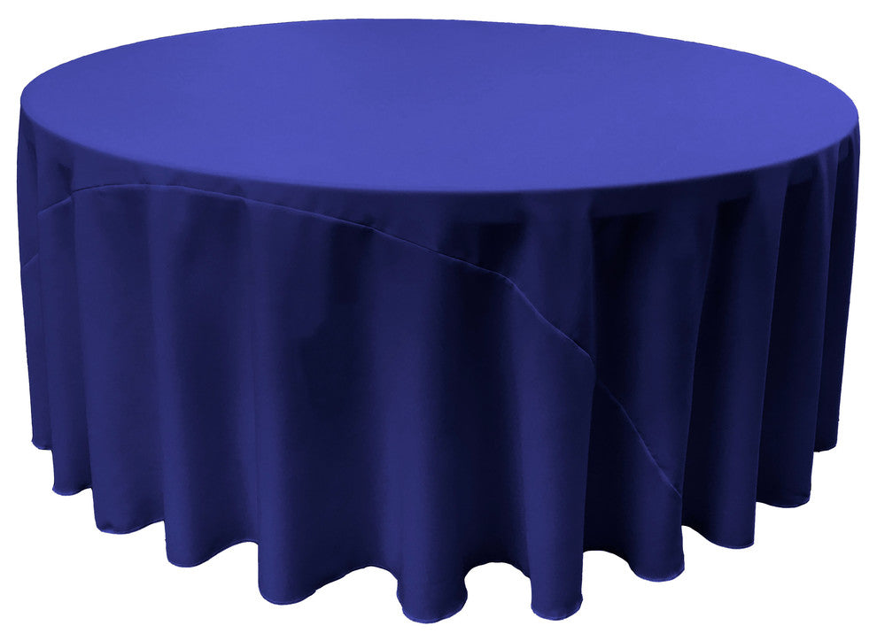 LA Linen Round Polyester Poplin, Royal, 132" Round