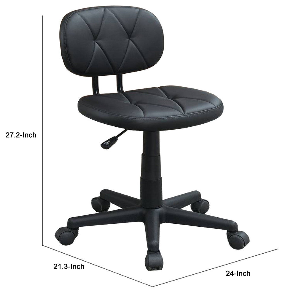 Benzara BM266473 Office Chair With Adjustable Height and Diamond Stitch, Black