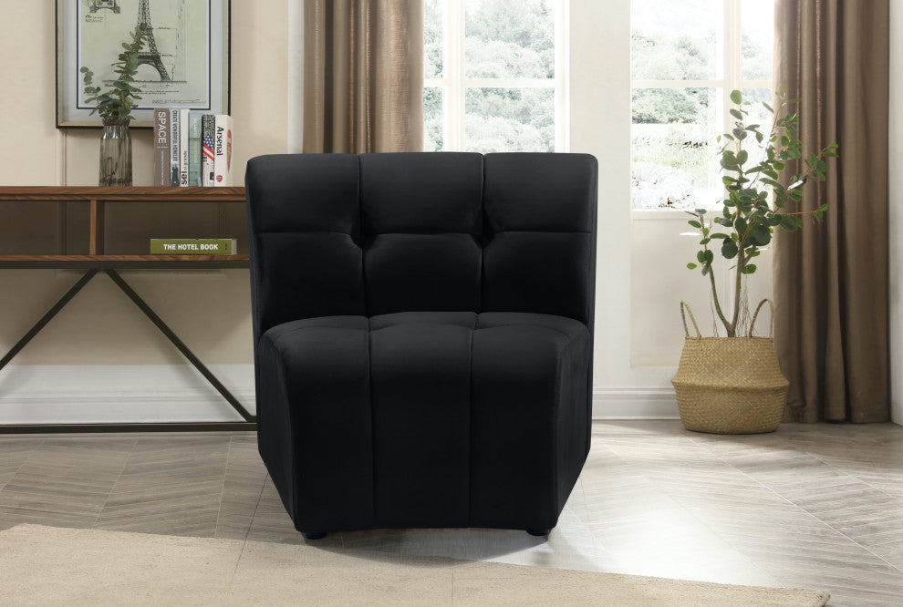 Limitless Velvet Upholstered 1-Piece Modular Chair, Black