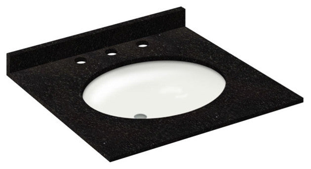 25x22 Absolute Black Granite Vanity Countertops, 8 Faucet Spread
