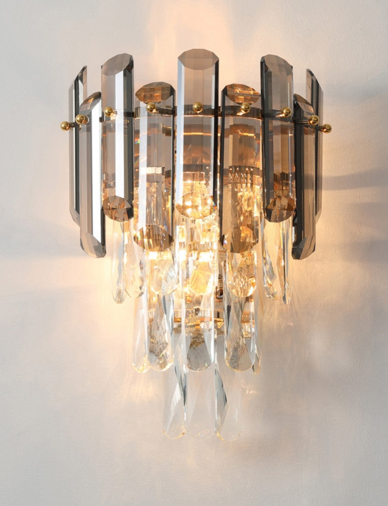 Cordoba | Smokey gray crystal wall lamp, Clear Crystal