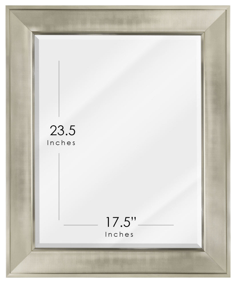Head West Brushed Nickel Pave Textured Framed Wall Mirror - 25" x 31"