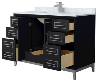 Marlena 48" Black Single Vanity, Top, Nickel Trim