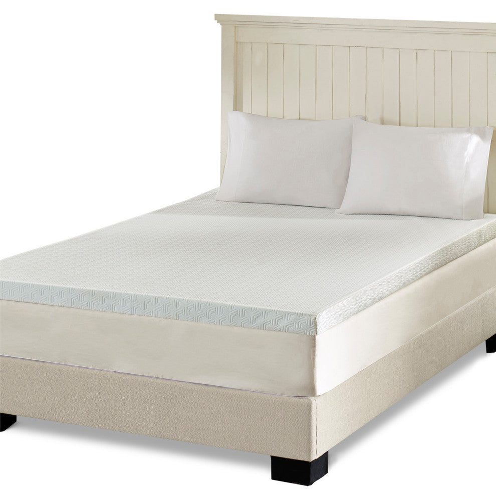 Sleep Philosophy 3" Memory Foam Mattress Topper, White, King