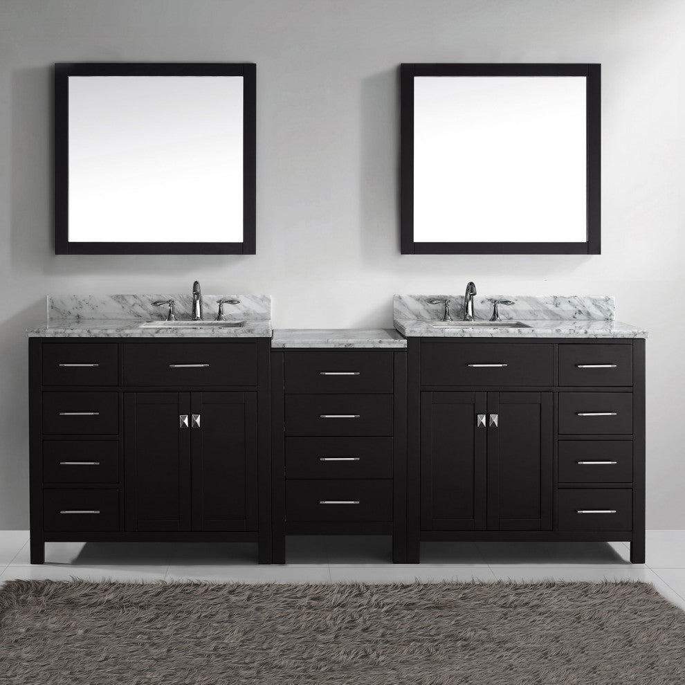 Caroline Parkway 93" Double Sink Espresso Vanity with Polished Chrome Faucet