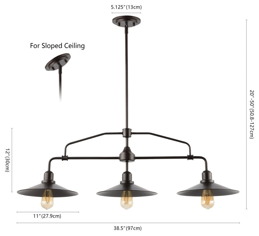 Cade 3-Light Metal LED Pendant, Oil Rubbed Bronze, Width: 38.5"