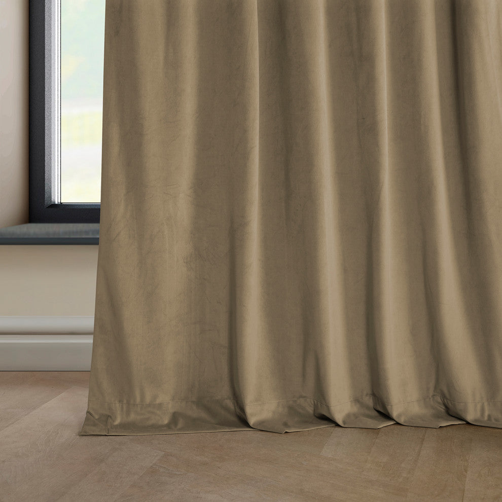 Heritage Plush Velvet Curtain Single Panel, Museum Taupe, 50"x84"
