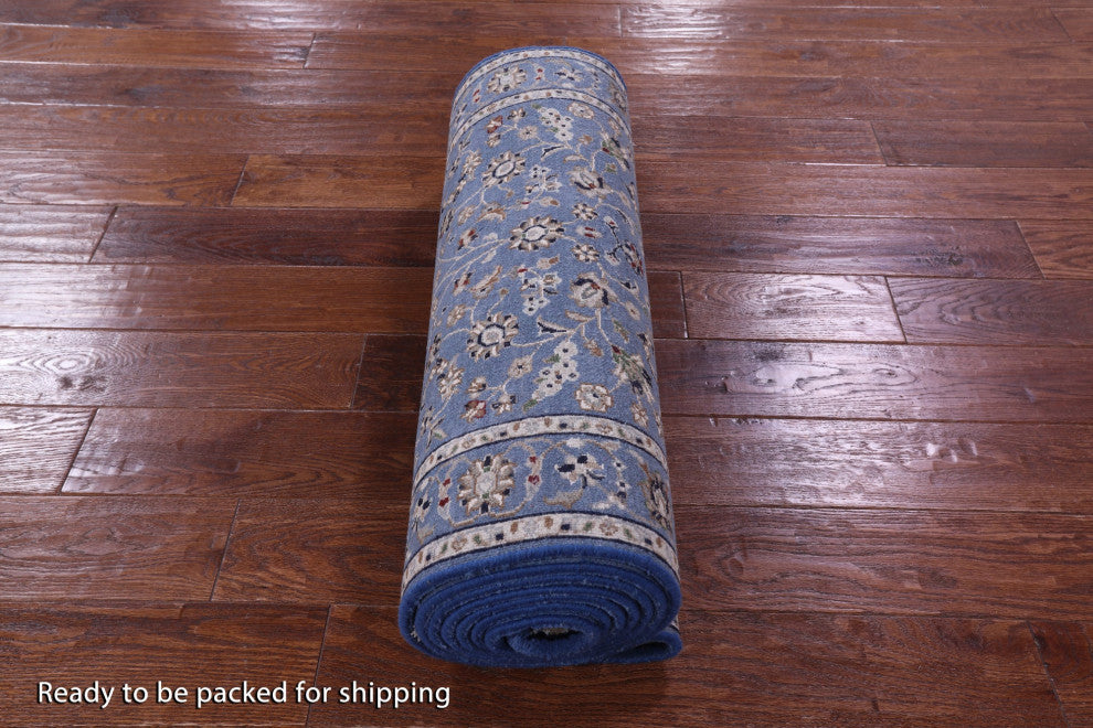 Runner Persian Nain Hand Knotted Wool & Silk Rug 2' 7" X 12' 3" - Q13151