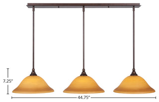 Stem 3-Light Pendalier with Hang Straight Swivel, Bronze/Cayenne Linen