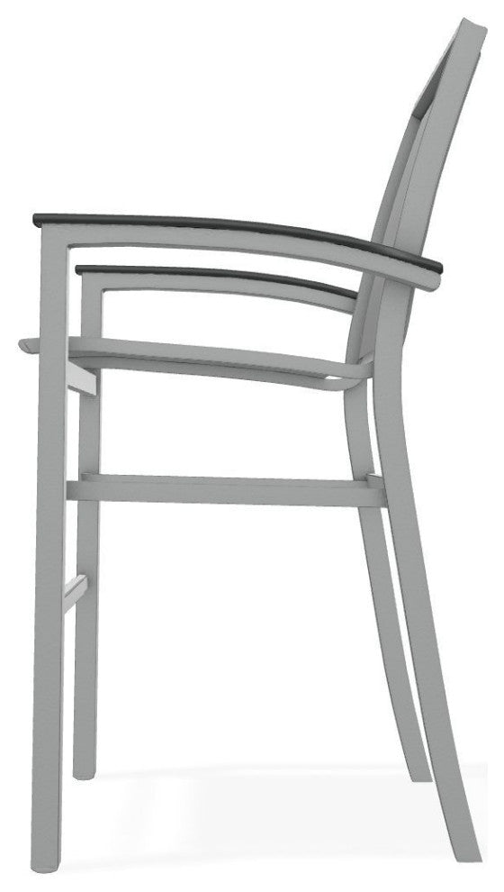 Bazza Sling Bar Height Stackable Outdoor Stool, Titanium/Graphite