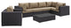 Modway Convene 7 Piece Outdoor Patio Sectional Set, Espresso Mocha