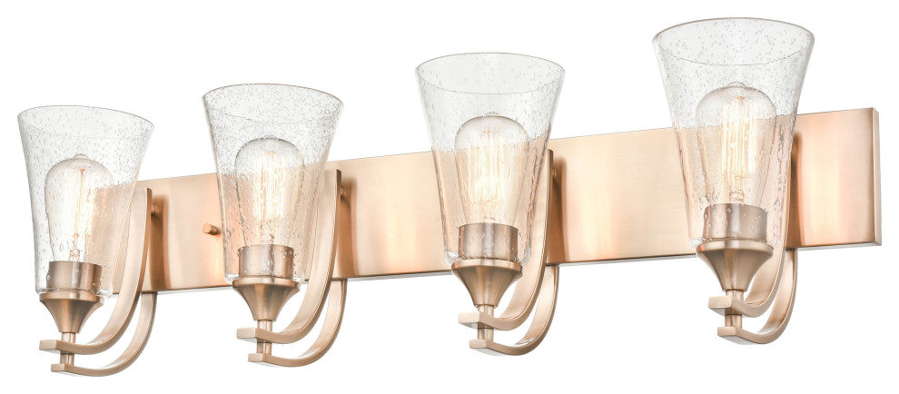 Natalie Collection 4 Light 32 in. Modern Gold Bathroom Vanity Light