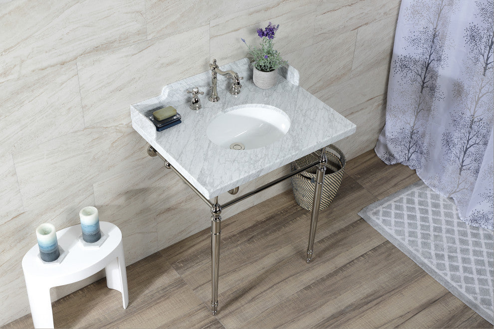 Kingston Brass LMS3022M86 30" Carrara Marble Console Sink, Legs