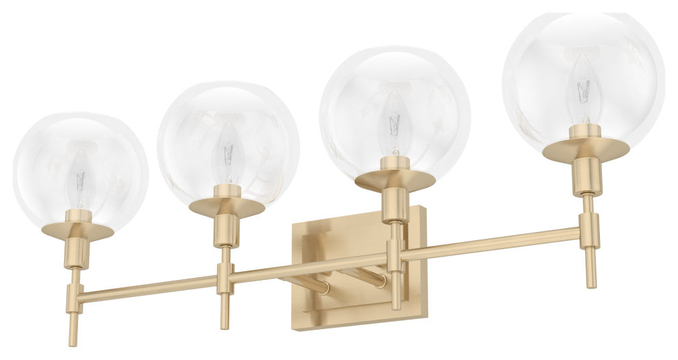 Xidane Alturas Gold, Clear Glass 4 Light Vanity Wall