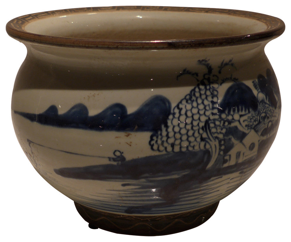 Water Bowl, Blue and White