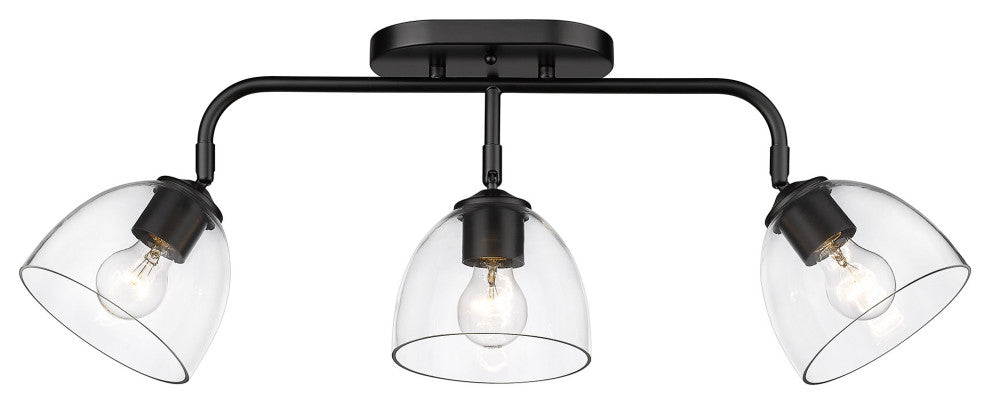 Golden Lighting 6958-3SF CLR Roxie 3 Light 25"W Semi-Flush - Matte Black /