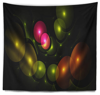 Multi Color 3D Surreal Circles Abstract Wall Tapestry, 39"x32"