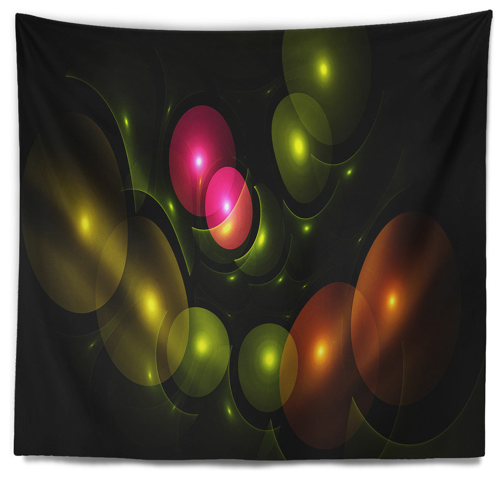 Multi Color 3D Surreal Circles Abstract Wall Tapestry, 39"x32"