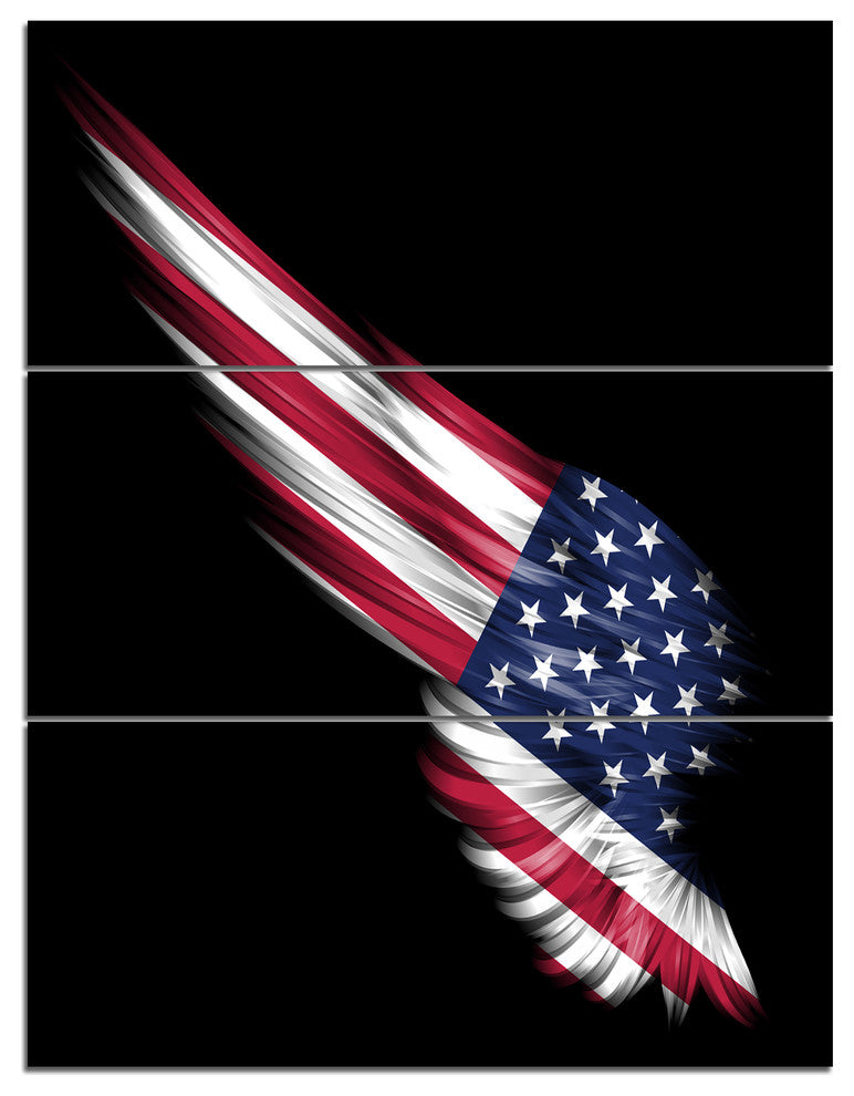 "Wing With American Flag" Digital Canvas Print, 3 Panels, 28"x36"
