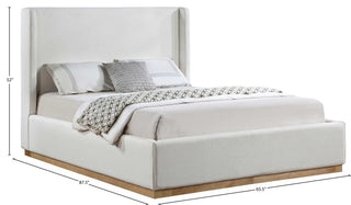 Flynn Linen Textured Fabric Full Bed, Cream, Queen
