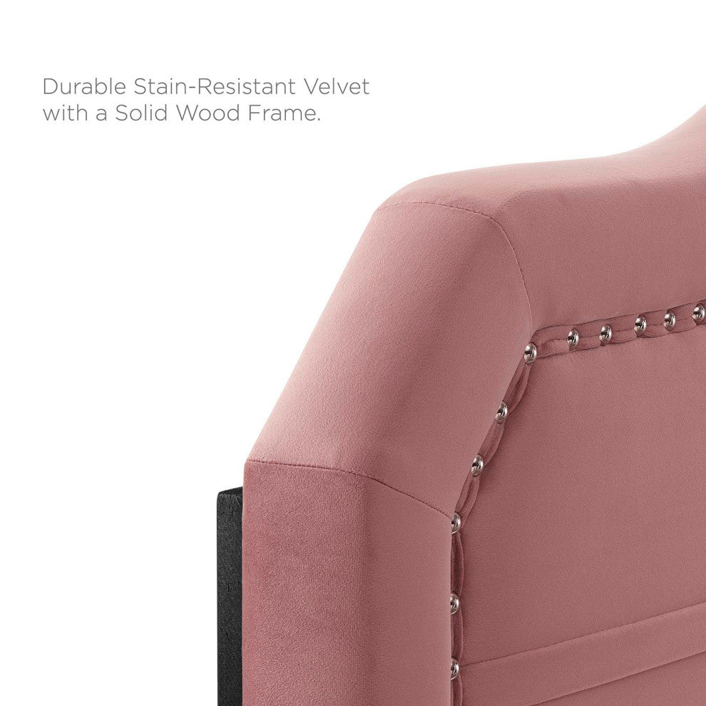 Platform Bed Frame, Twin Size, Velvet, Pink, Modern Contemporary, Bedroom Master