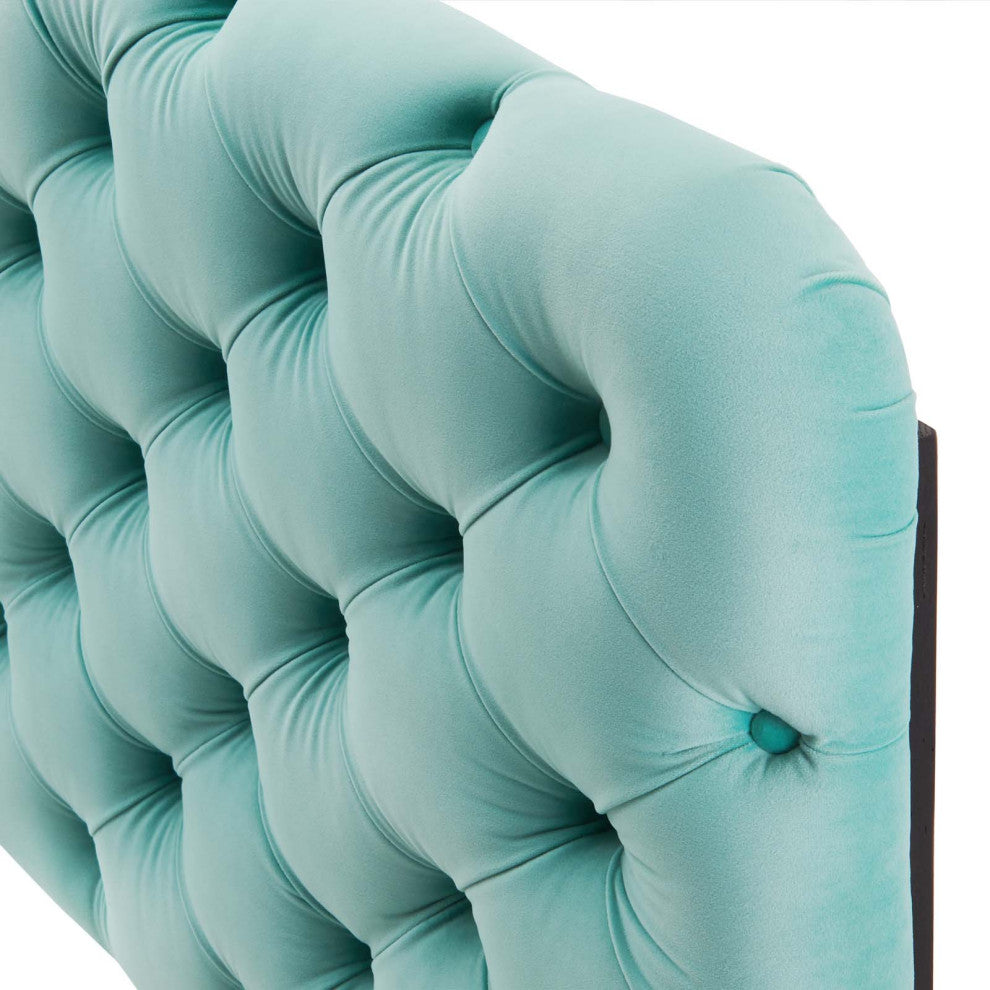Tufted Headboard, Full Queen Size, Velvet, Blue, Modern Contemporary, Bedroom
