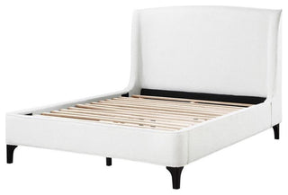 Coaster Mosby Fabric Upholstered Curved Headboard Eastern King Bed in White