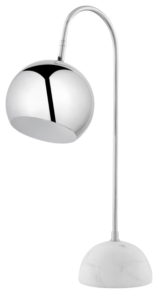 Inspired Home Harlynn Table Lamp, Marble Stone Base, Chrome