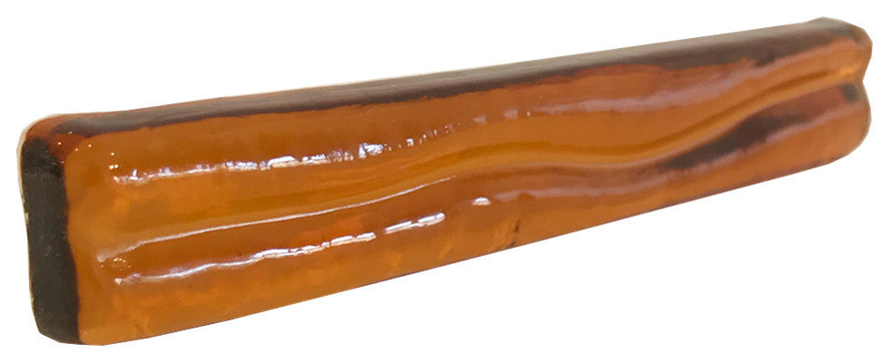 1x6 Wave Hand Poured Glass Tile, Amber