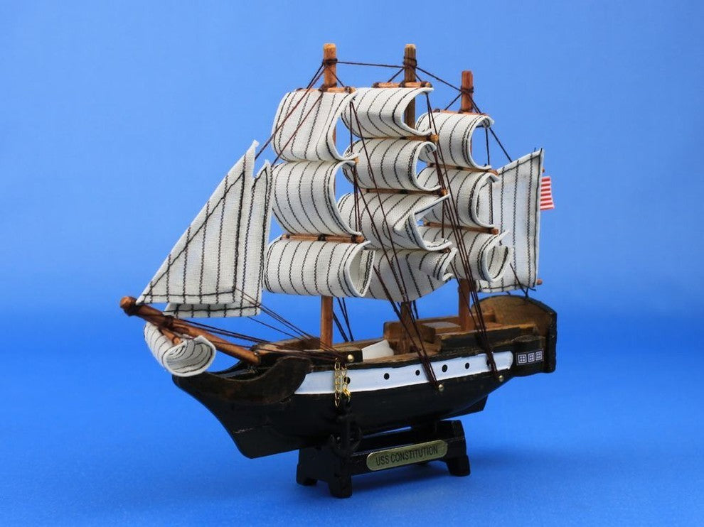 USS Constitution 7'', Wooden Model Ship, Old Ironsides, Nautical Decoration