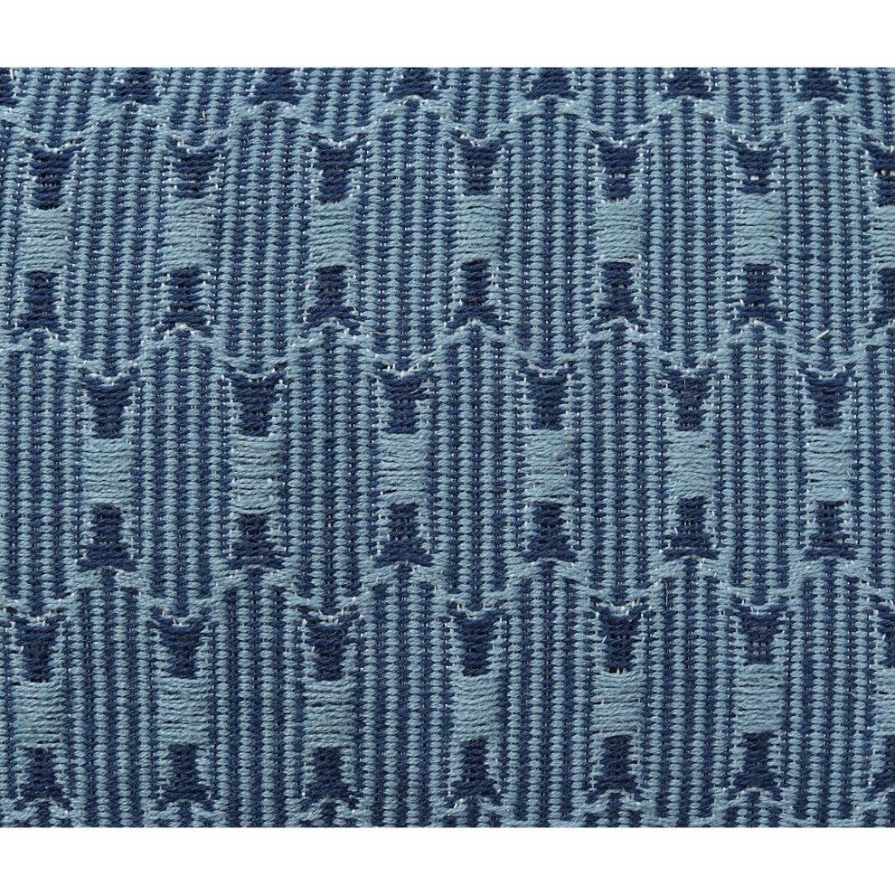 Blue Machine Woven with Tassels Kistler Throw Pillow, 16" x 26"