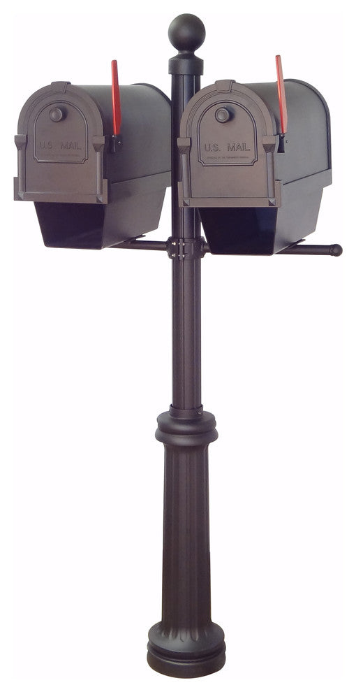 Savannah Mailboxes With Newspaper Tubes & Fresno Double Mount Mailbox Post
