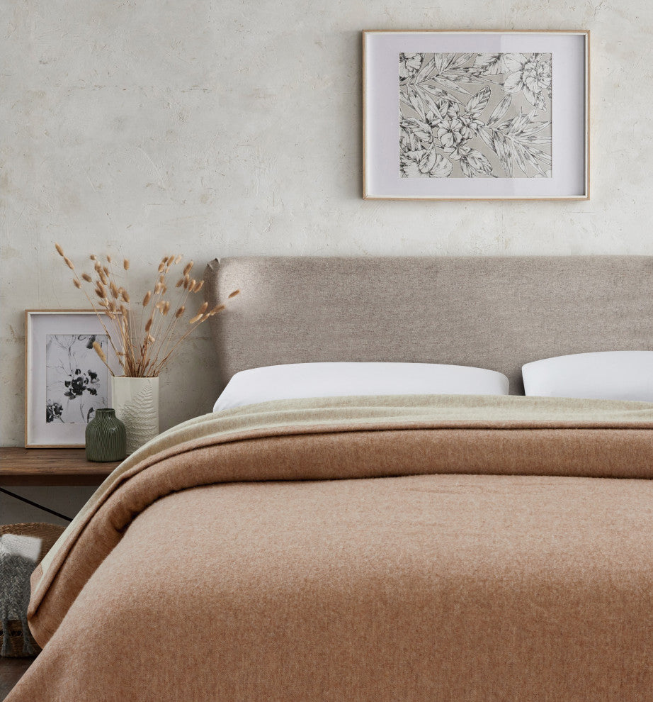100% Superfine Australian Merino Reversible Wool Blanket , Ivory Oatmeal, King