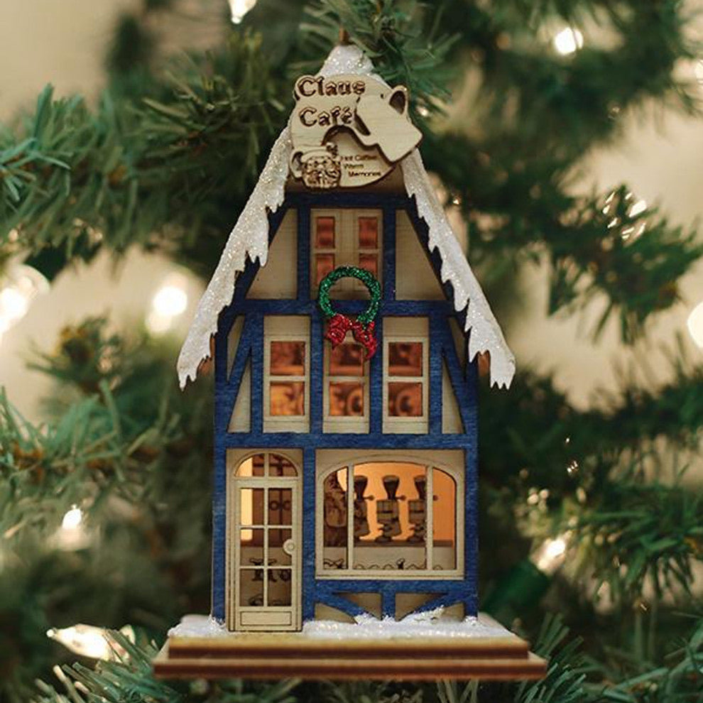 Ginger Cottages Claus Cafe Coffee Shop Wood Caffeine Ornament 80039.