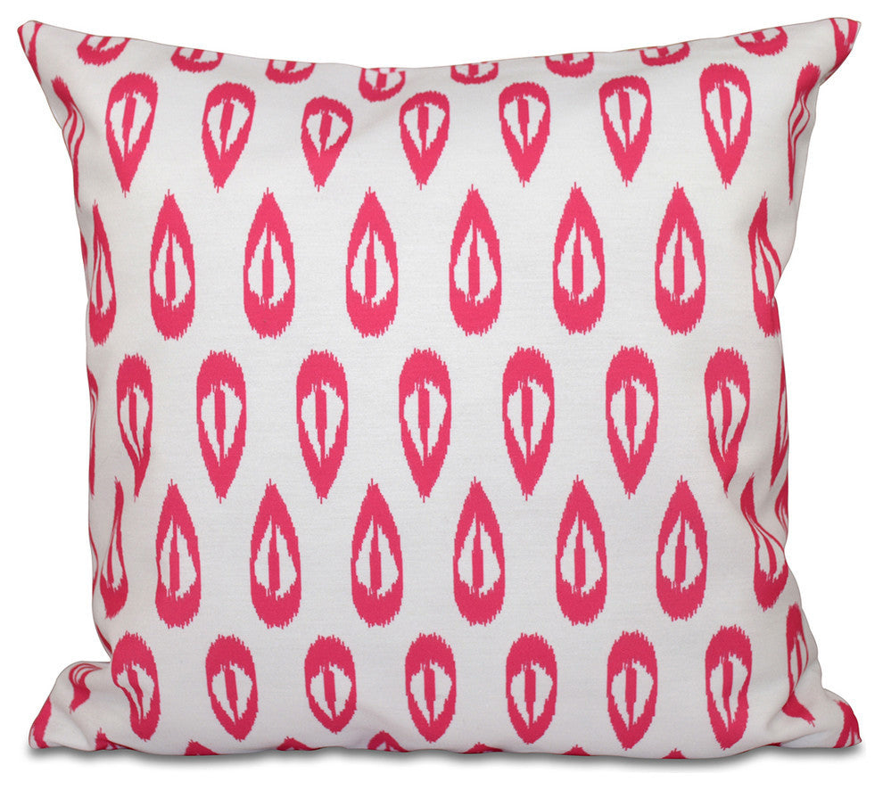 Ikat Tears, Geometric Print Pillow, Pink, 18"x18"