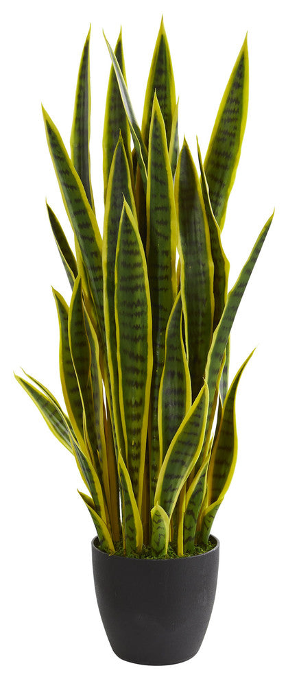 38" Sansevieria Artificial Plant, Yellow