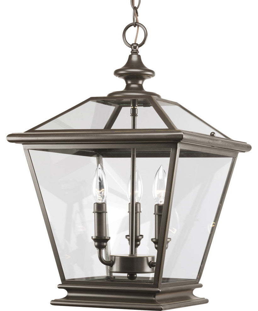 Crestwood 3-Light Foyer Antique Bronze Etched Glass