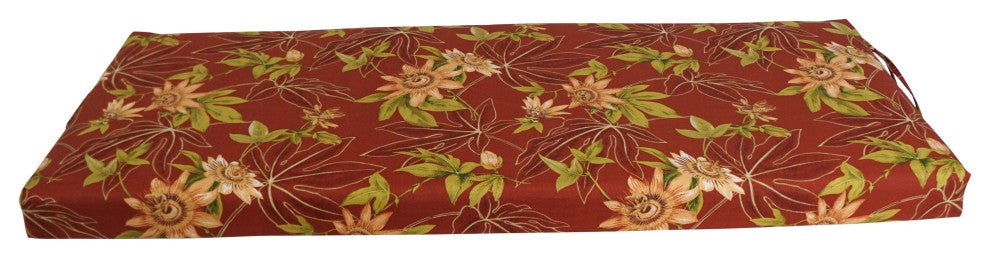 51"X19" Patterned Outdoor Spun Polyester Loveseat Cushion, Passion Ruby
