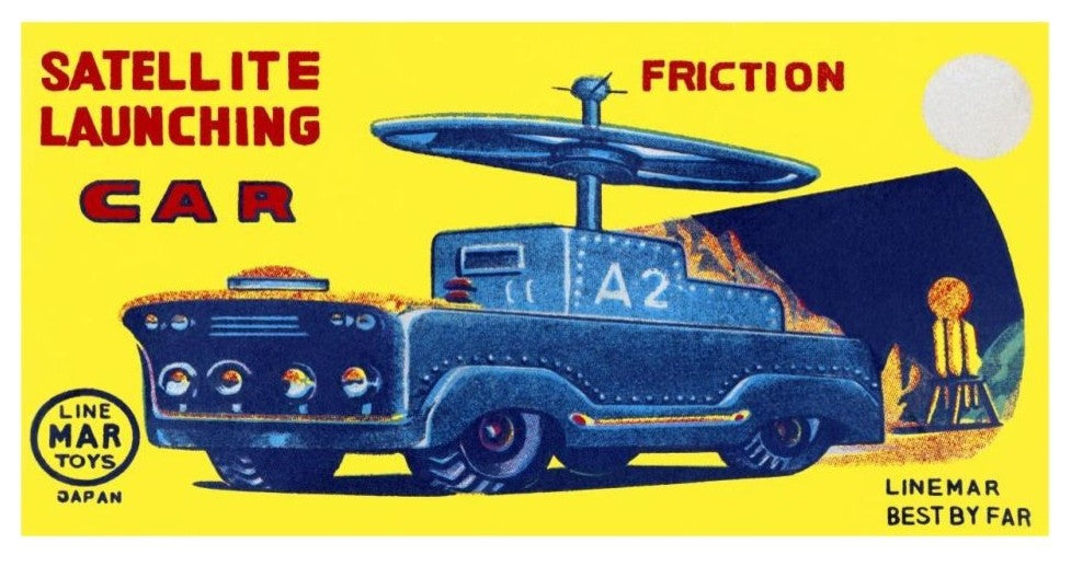 "Satellite Launching Car A2" Digital Paper Print by Retrotrans, 32"x17"