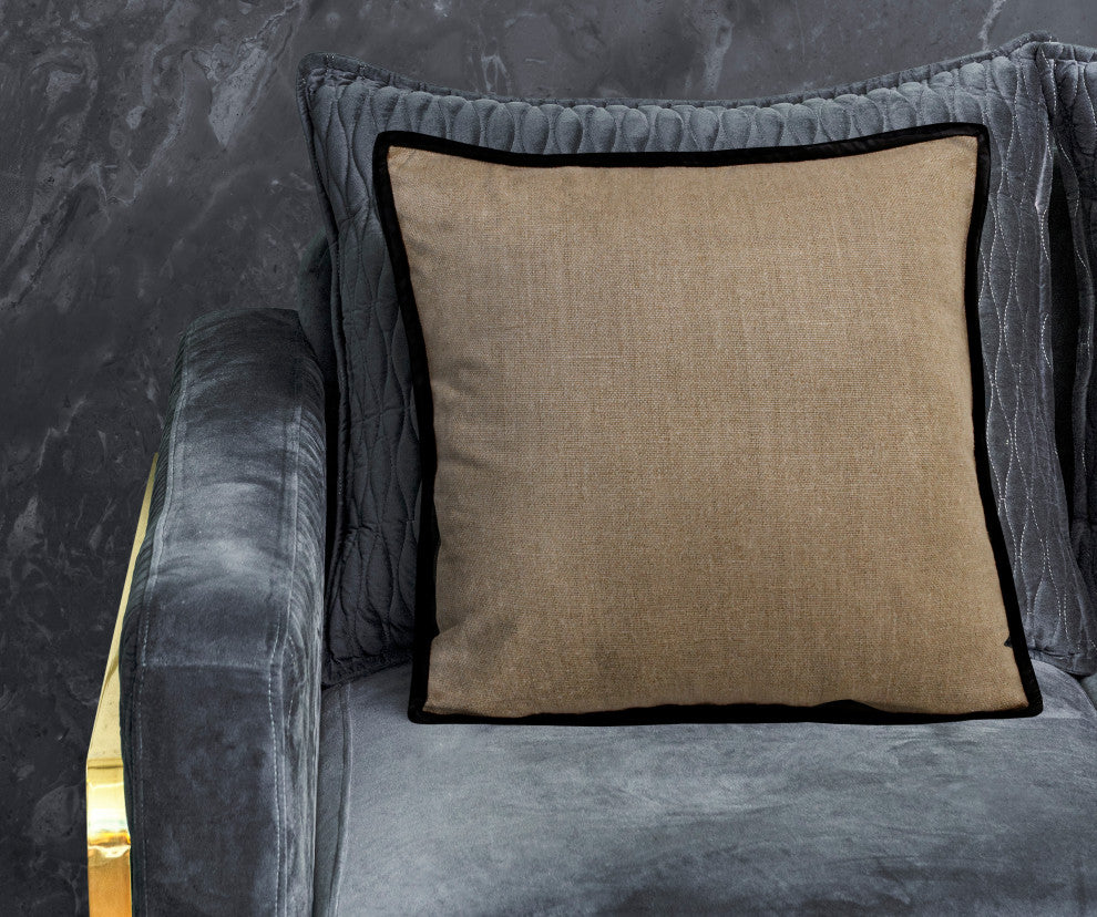 Estate Hand-Woven Black Farmhouse Linen Throw Pillow