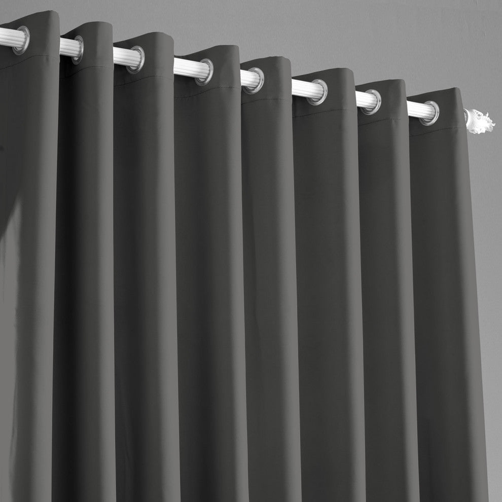 Anthracite Gray Grommet Doublewide Room Darkening Curtain Single Panel, 100"x96"