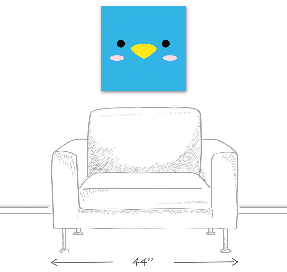 Blue Bird Face 20x20 Canvas Wall Art