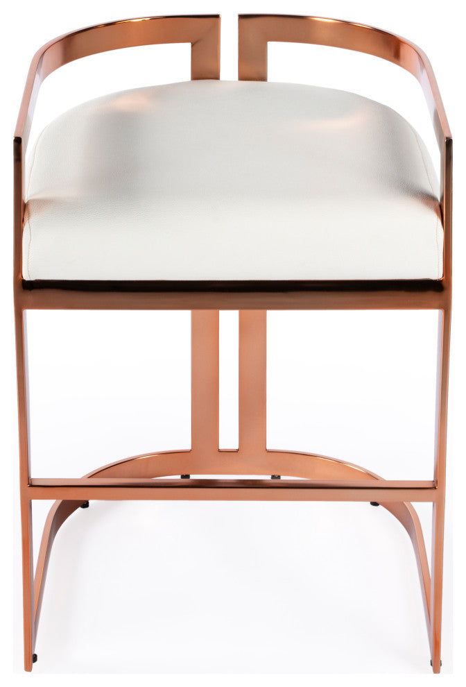 Clarence Faux Leather Counter Stool, Rose Gold