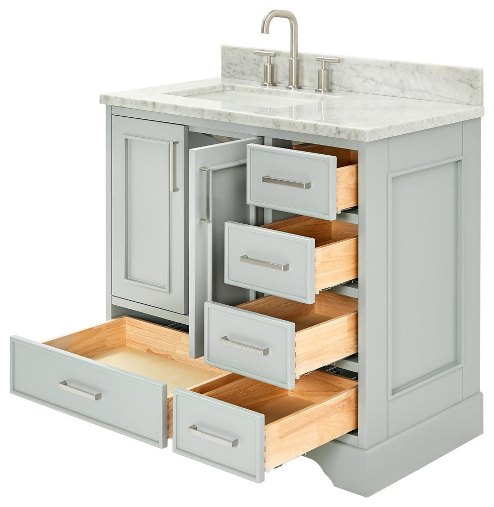 Ariel Stafford 37" Single Left Offset Rectangle Sink Bathroom Vanity
