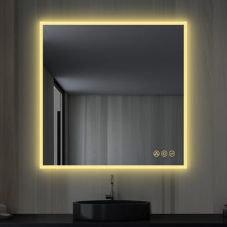 Fogless, Dimmable, Color Temperature Adjustable LED Mirror, 36x36